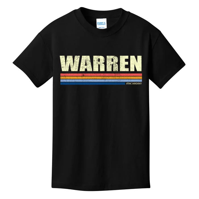 Warren Michigan Retro Style 1980's Logo Kids T-Shirt