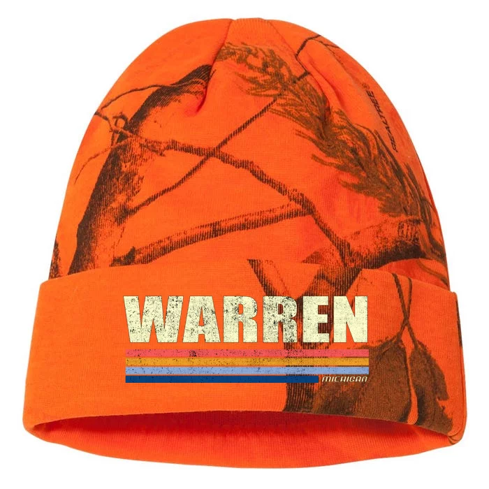 Warren Michigan Retro Style 1980's Logo Kati - 12in Camo Beanie