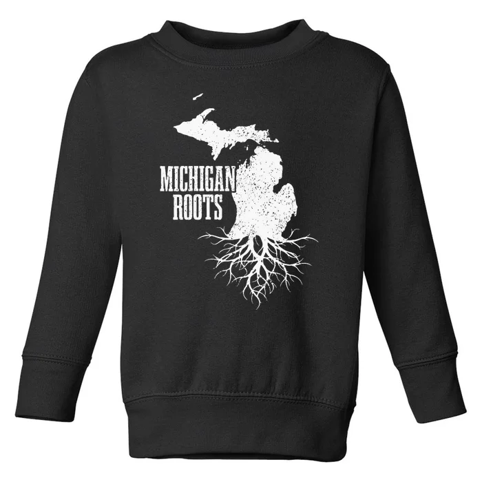 Womens Michigan Roots Vintage Pride State Map Gift Toddler Sweatshirt