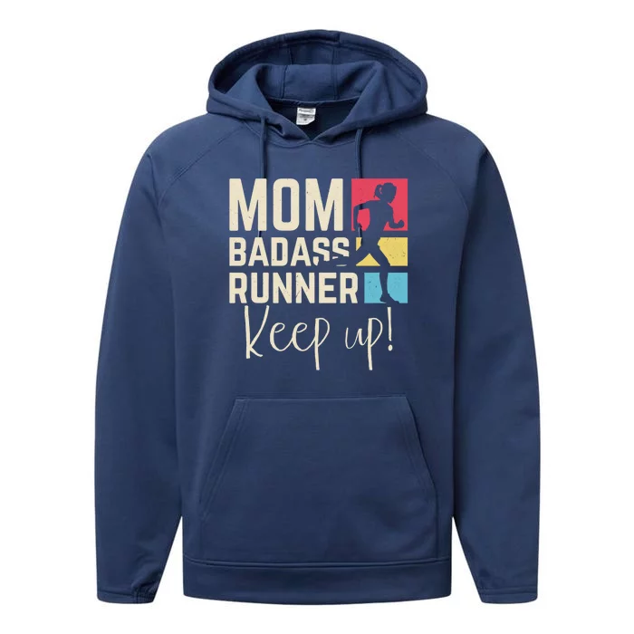 Wo Mom Running Jogging Cardio Marathon Runner Fitness Mom Meaningful Gift Performance Fleece Hoodie