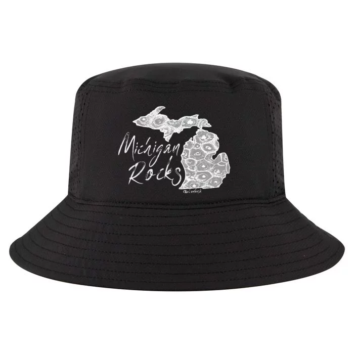 Womens MICHIGAN ROCKS PETOSKEY STONE Cool Comfort Performance Bucket Hat