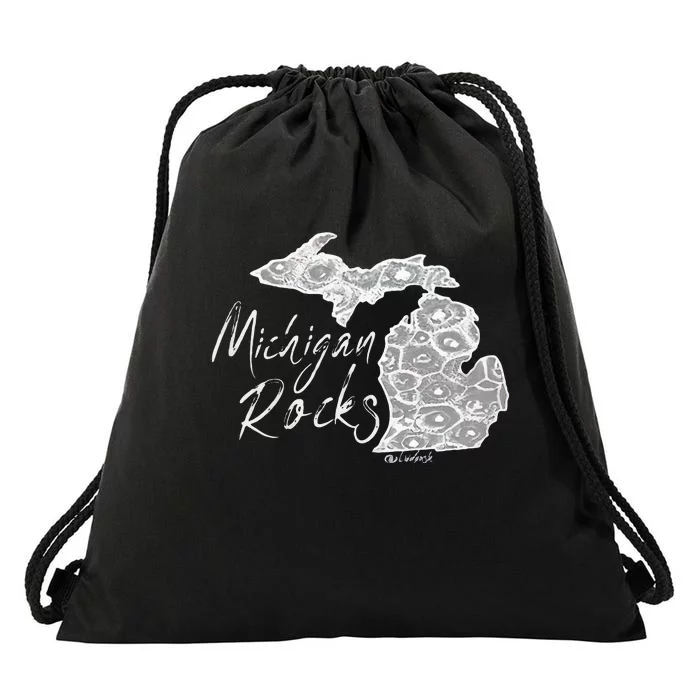 Womens MICHIGAN ROCKS PETOSKEY STONE Drawstring Bag