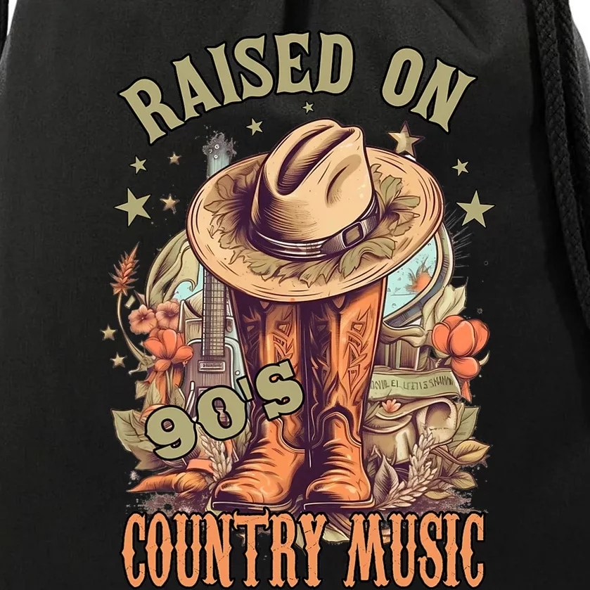 Western Music Raised On 90’S Country Music Drawstring Bag