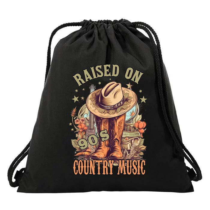 Western Music Raised On 90’S Country Music Drawstring Bag