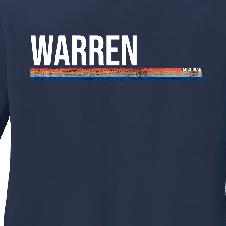 Warren Michigan Retro Logo Ladies Long Sleeve Shirt