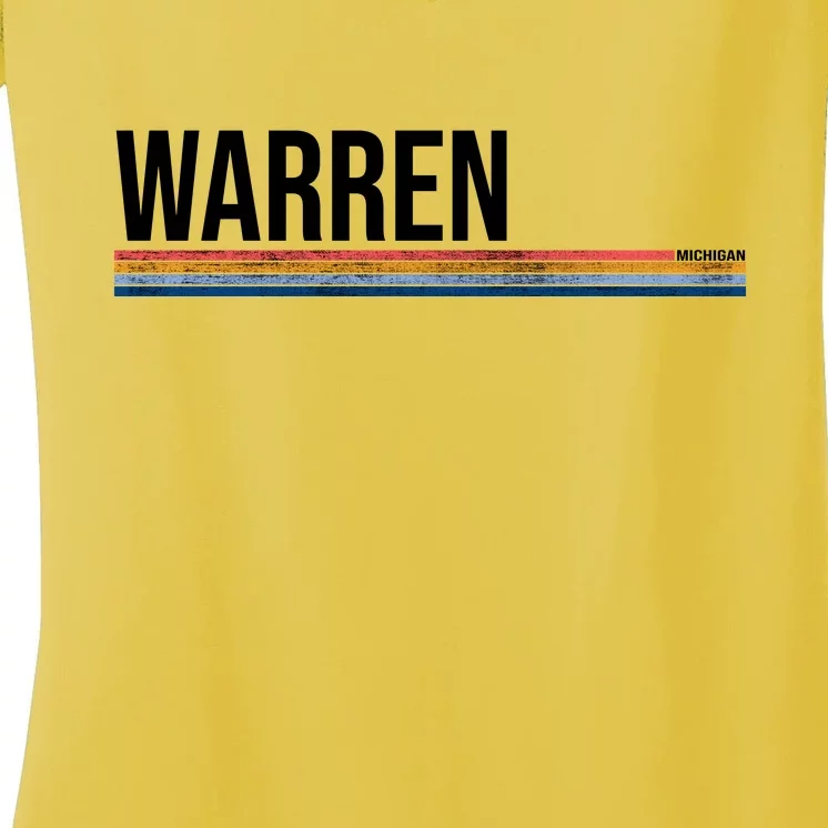 Warren Michigan Retro Logo Women's V-Neck T-Shirt