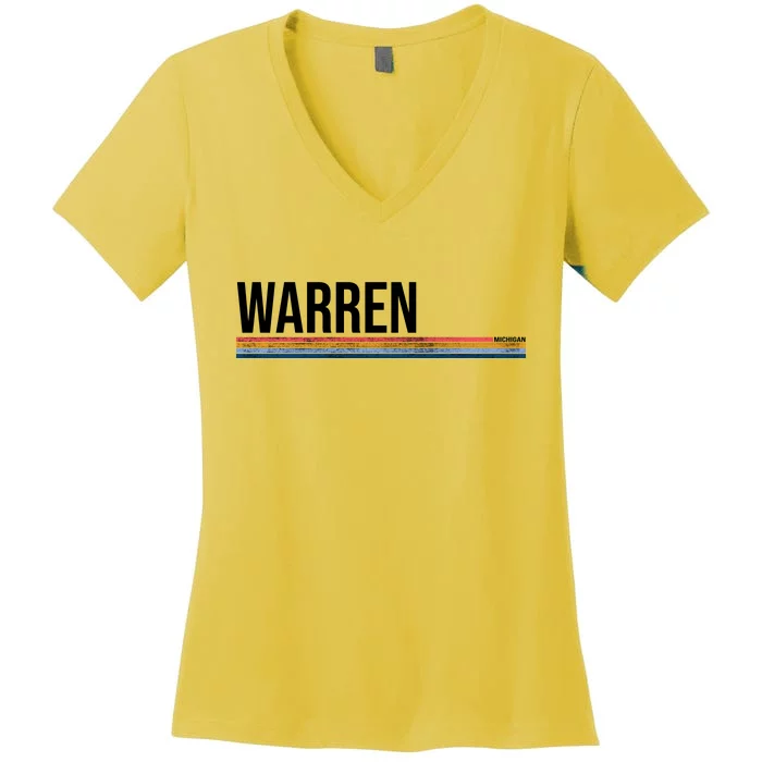 Warren Michigan Retro Logo Women's V-Neck T-Shirt