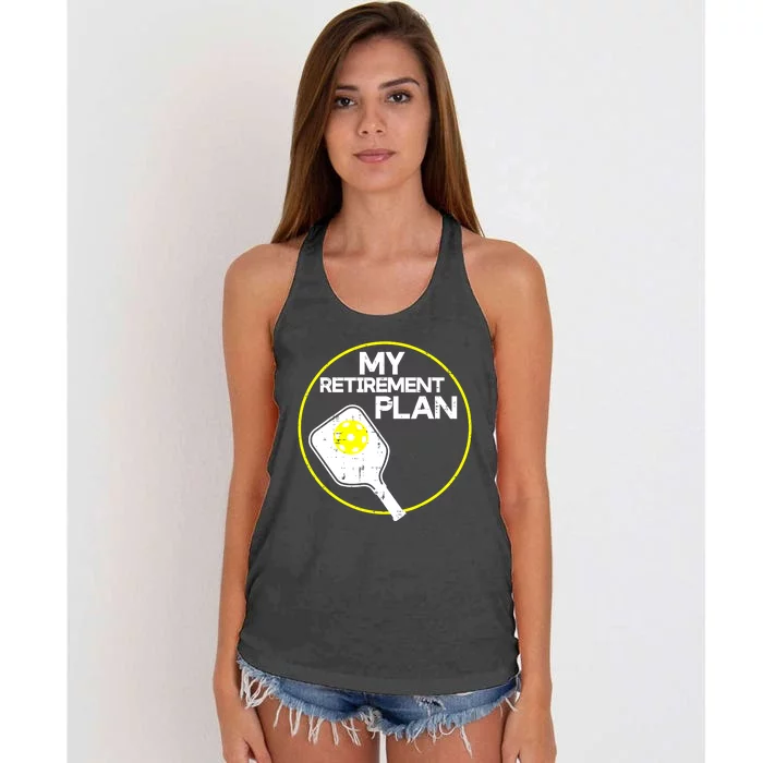 Women My Retirement Plan Pickleball Funny Pickle Ball Gift Women's Knotted Racerback Tank