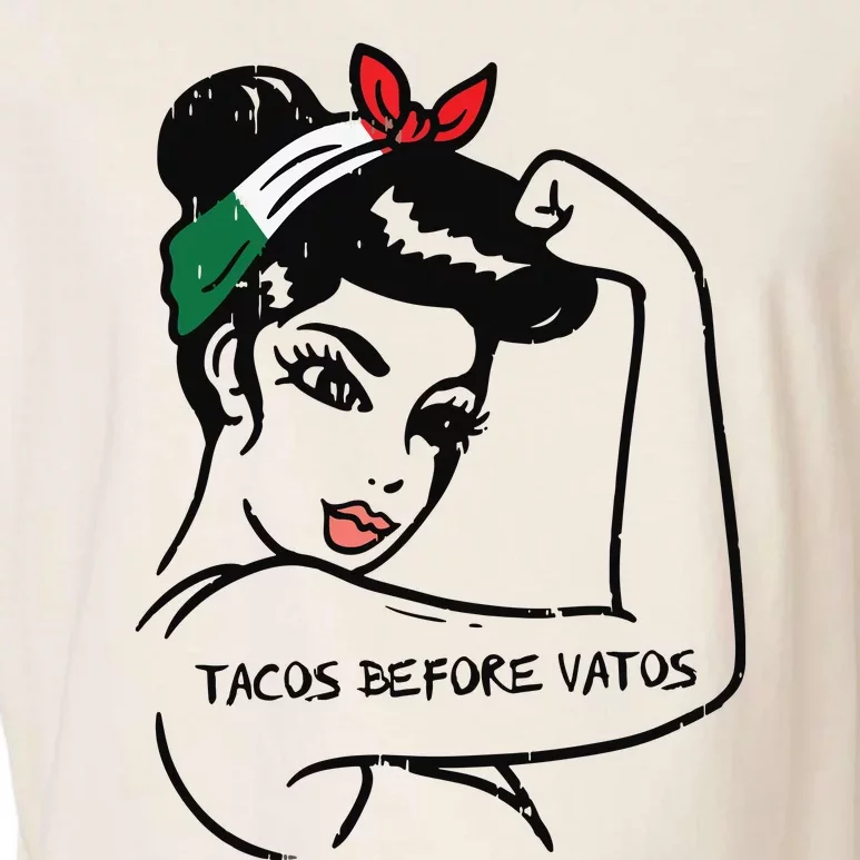 Womens Mexican Rosie Strong Woman Tacos Before Vatos Cinco De Mayo Garment-Dyed Women's Muscle Tee