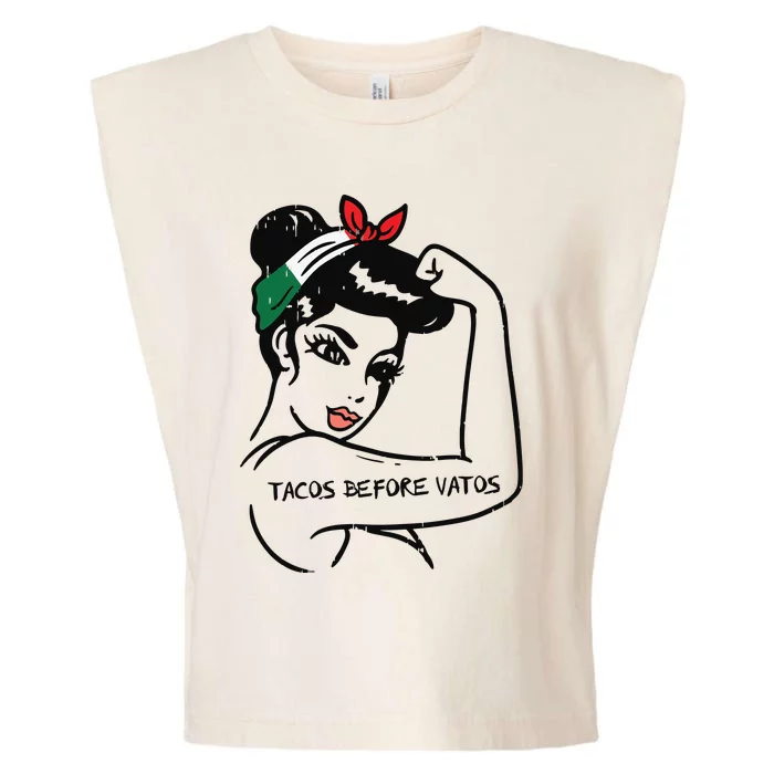 Womens Mexican Rosie Strong Woman Tacos Before Vatos Cinco De Mayo Garment-Dyed Women's Muscle Tee