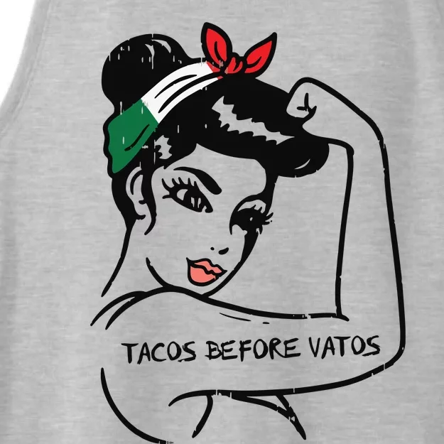 Womens Mexican Rosie Strong Woman Tacos Before Vatos Cinco De Mayo Ladies Tri-Blend Wicking Tank