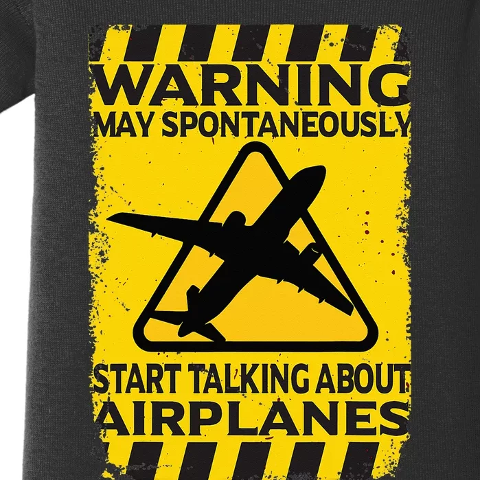 Warning May Spontaneously Start Talking About Airplanes Baby Bodysuit