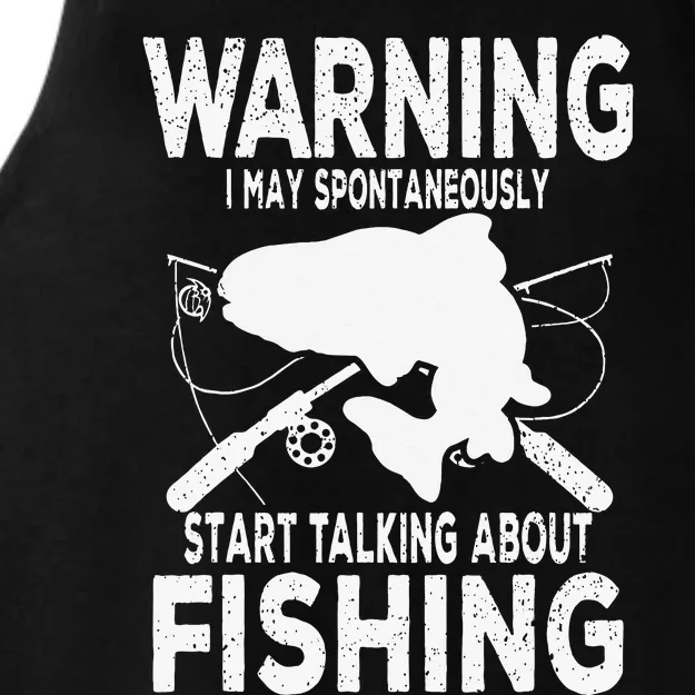 Warning May Spontaneously Talk About Fish Fisherman Fishing Ladies Tri-Blend Wicking Tank