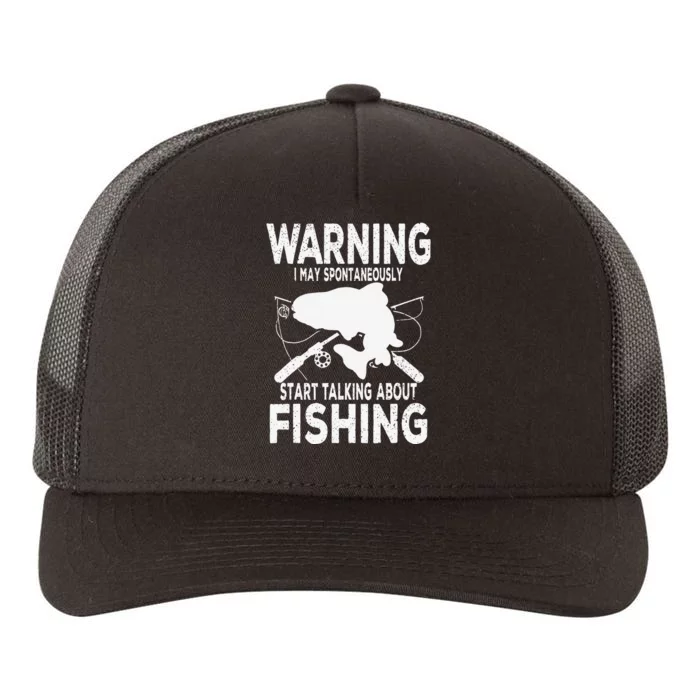 Warning May Spontaneously Talk About Fish Fisherman Fishing Yupoong Adult 5-Panel  Trucker Hat