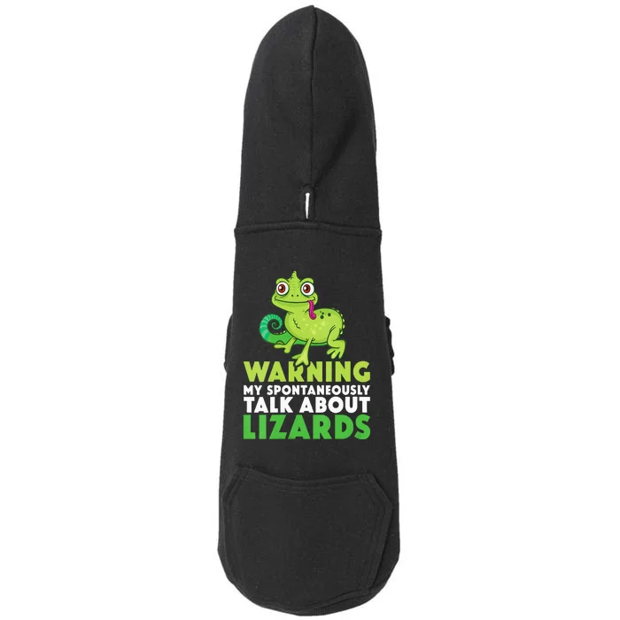 Warning May Spontaneously Talk About Lizards Lizard Reptiles Doggie 3-End Fleece Hoodie