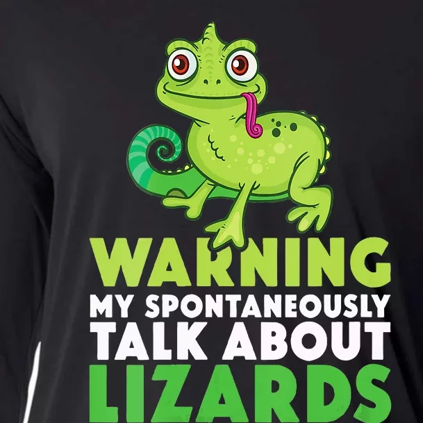 Warning May Spontaneously Talk About Lizards Lizard Reptiles Cooling Performance Long Sleeve Crew