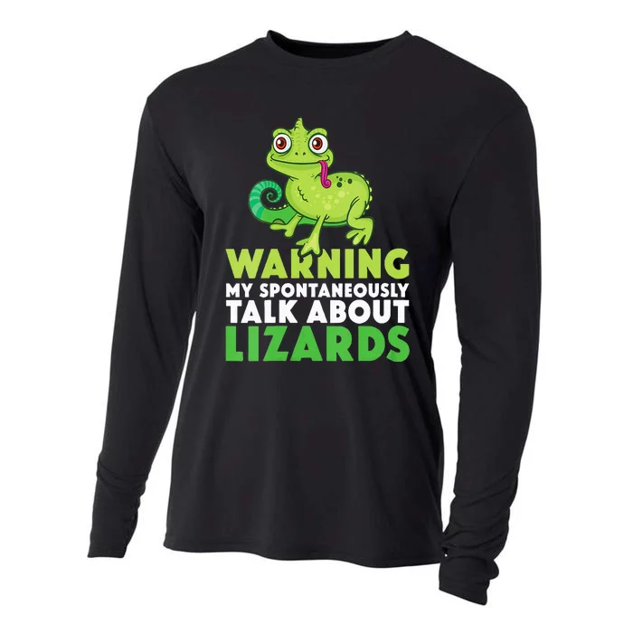 Warning May Spontaneously Talk About Lizards Lizard Reptiles Cooling Performance Long Sleeve Crew