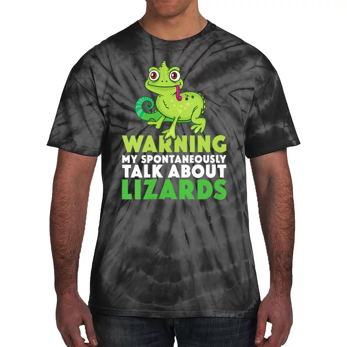 Warning May Spontaneously Talk About Lizards Lizard Reptiles Tie-Dye T-Shirt