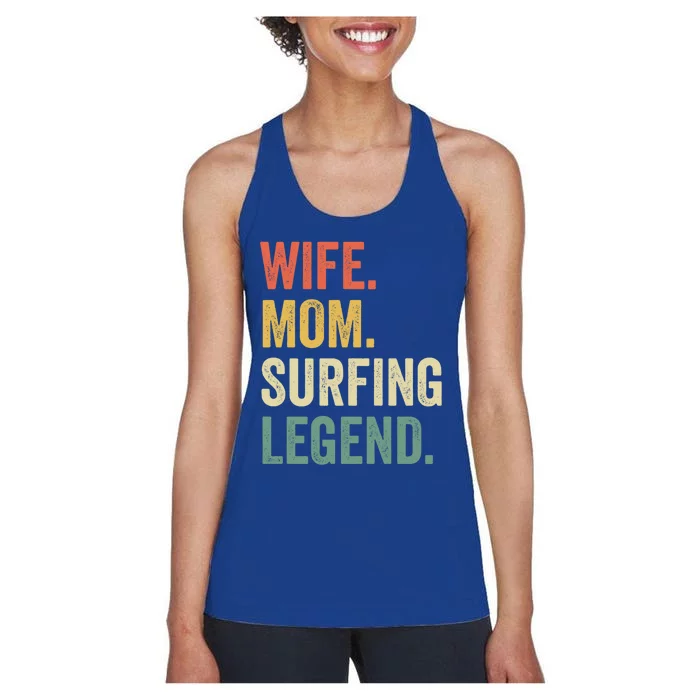 Wife Mom Surfing Legend Funny Surfer Vintage Great Gift Women's Racerback Tank