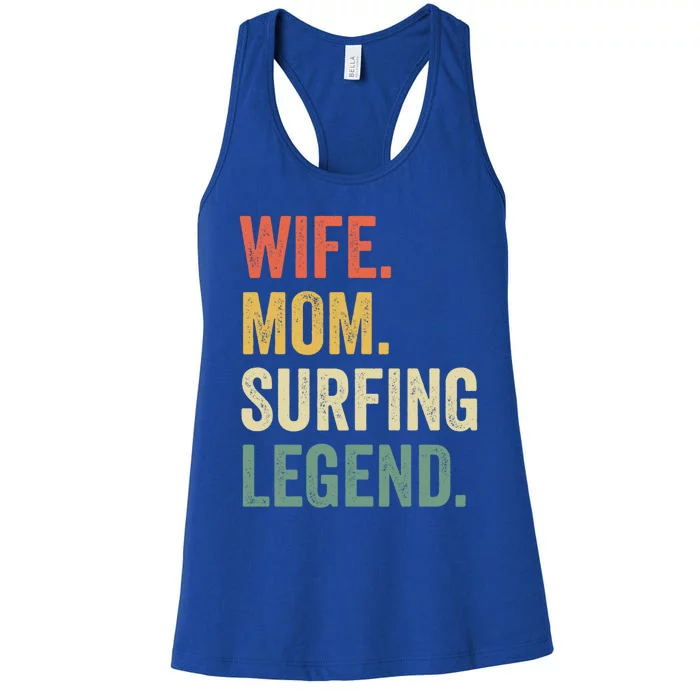 Wife Mom Surfing Legend Funny Surfer Vintage Great Gift Women's Racerback Tank