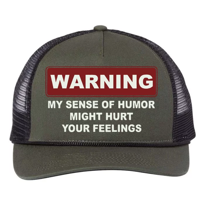 Warning My Sense Of Humor Might Hurt Your Feelings Retro Rope Trucker Hat Cap