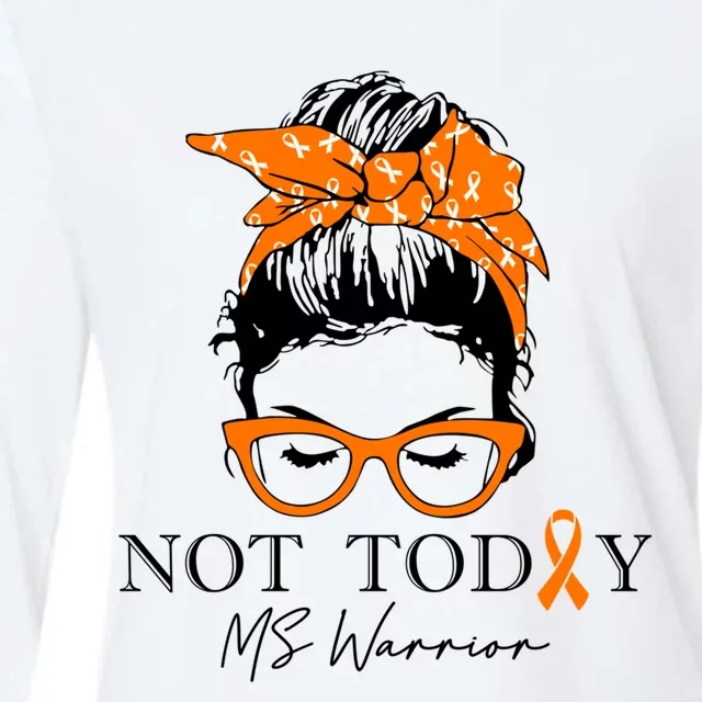 Wo Multiple Sclerosis Awareness Messy Bun Ms Warrior Gift Womens Cotton Relaxed Long Sleeve T-Shirt