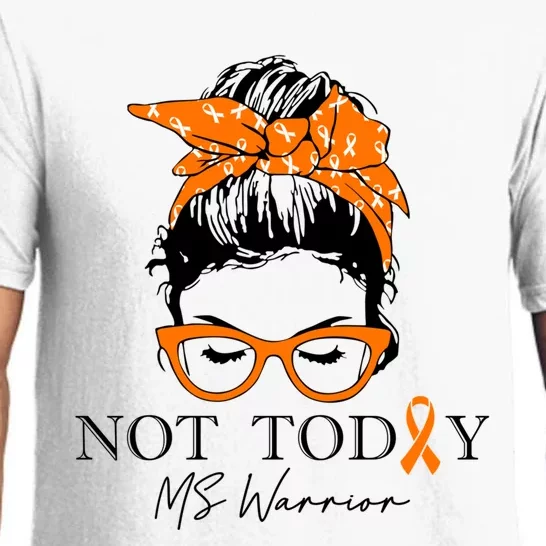 Wo Multiple Sclerosis Awareness Messy Bun Ms Warrior Gift Pajama Set