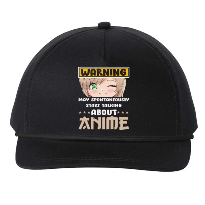 Warning May Spontaneously Start Talking About Anime Snapback Five-Panel Rope Hat