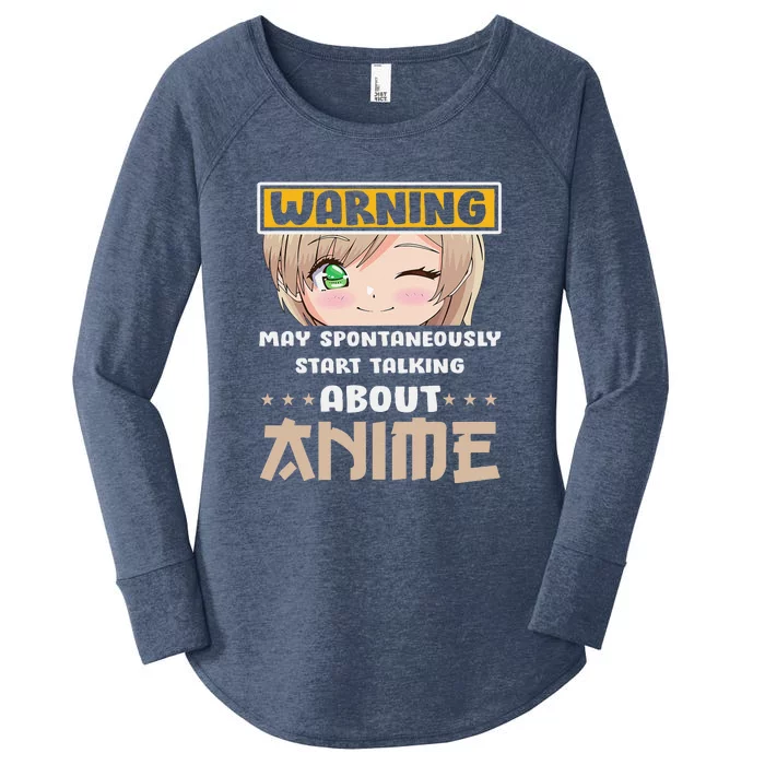 Warning May Spontaneously Start Talking About Anime Women's Perfect Tri Tunic Long Sleeve Shirt