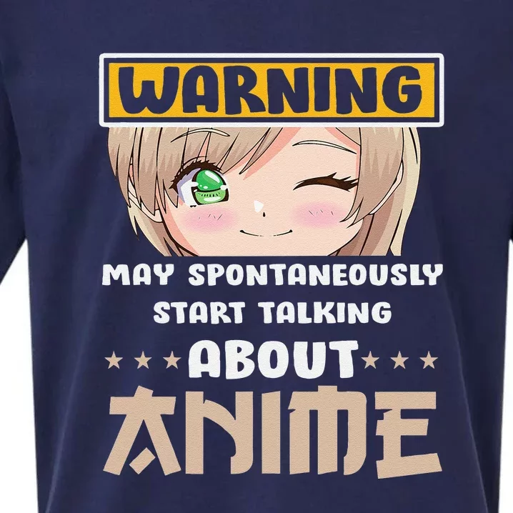 Warning May Spontaneously Start Talking About Anime Sueded Cloud Jersey T-Shirt