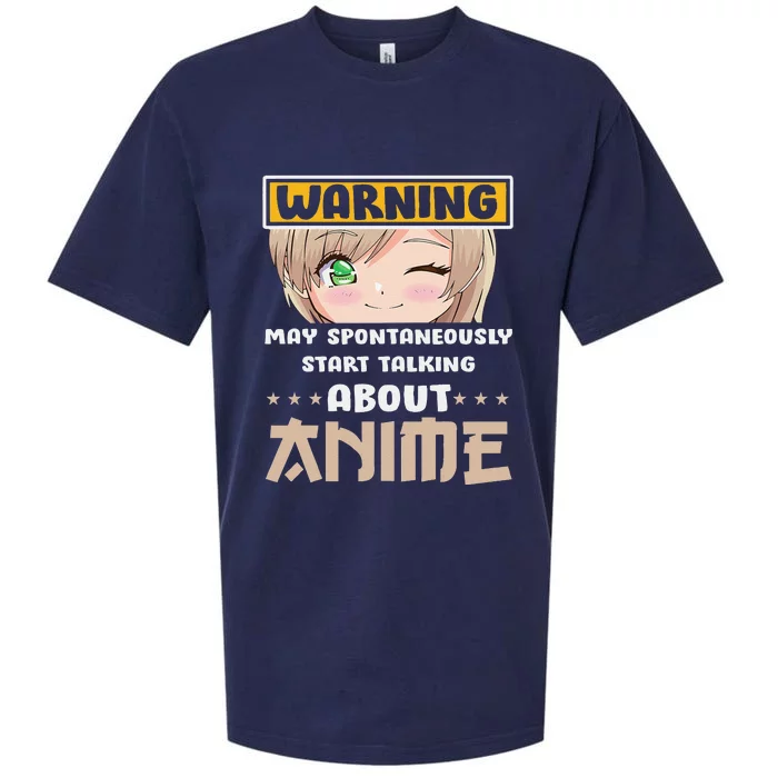 Warning May Spontaneously Start Talking About Anime Sueded Cloud Jersey T-Shirt