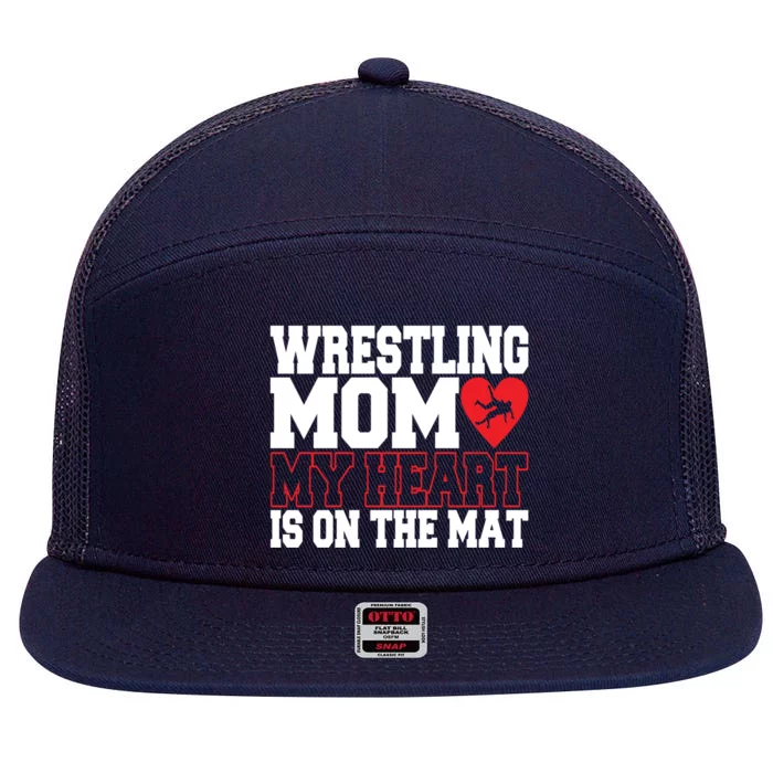 Wrestling Mom Style Freestyle Wrestling Cute Gift 7 Panel Mesh Trucker Snapback Hat