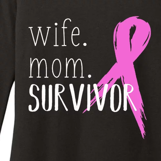 Wife Mom Survivor Design Gift Breast Cancer Awareness Womens CVC Long Sleeve Shirt