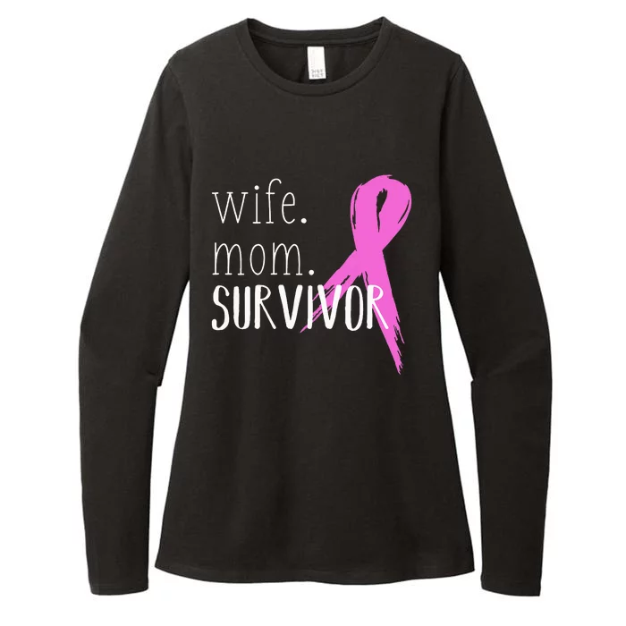 Wife Mom Survivor Design Gift Breast Cancer Awareness Womens CVC Long Sleeve Shirt