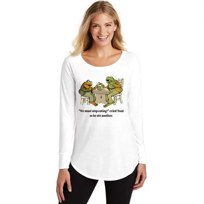 We Must Stop Eating Cried Toad As He Ate Another Frog Quote Women's Perfect Tri Tunic Long Sleeve Shirt