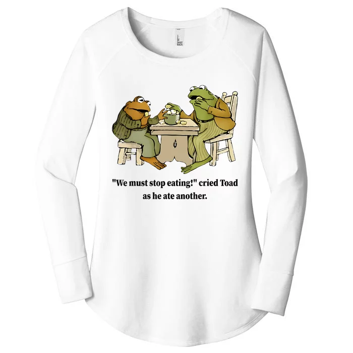 We Must Stop Eating Cried Toad As He Ate Another Frog Quote Women's Perfect Tri Tunic Long Sleeve Shirt