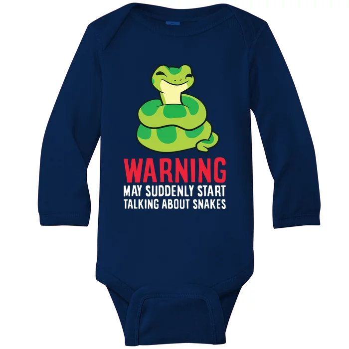 Warning May Suddenly Talk About Snakes Baby Long Sleeve Bodysuit