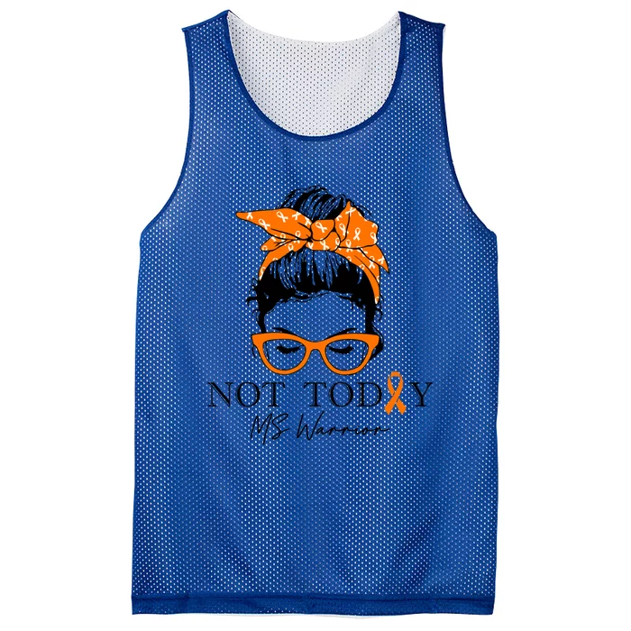 Wo Multiple Sclerosis Awareness Messy Bun Ms Warrior Cute Gift Mesh Reversible Basketball Jersey Tank