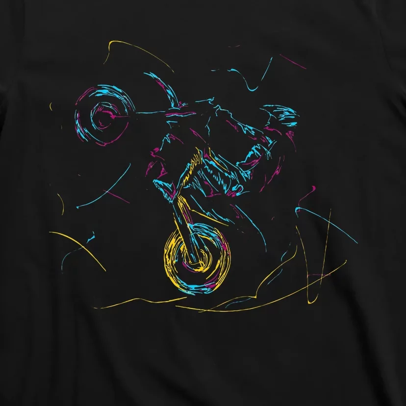 Wheelie Motocross Supermoto Supermotard Enduro Abstract T-Shirt