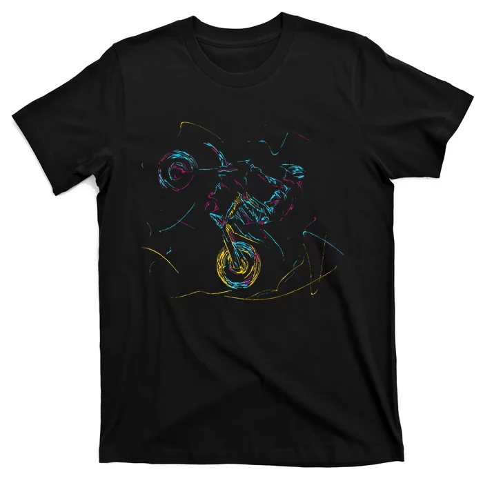 Wheelie Motocross Supermoto Supermotard Enduro Abstract T-Shirt