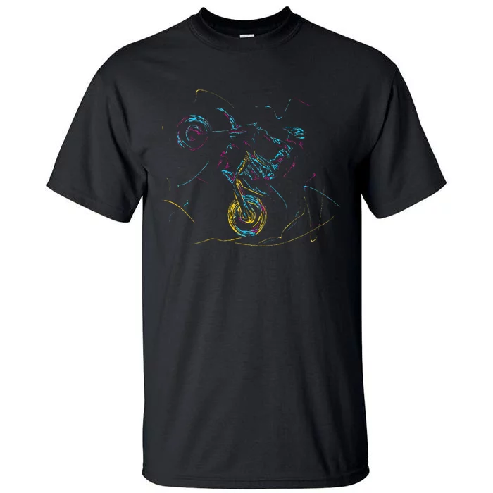 Wheelie Motocross Supermoto Supermotard Enduro Abstract Tall T-Shirt