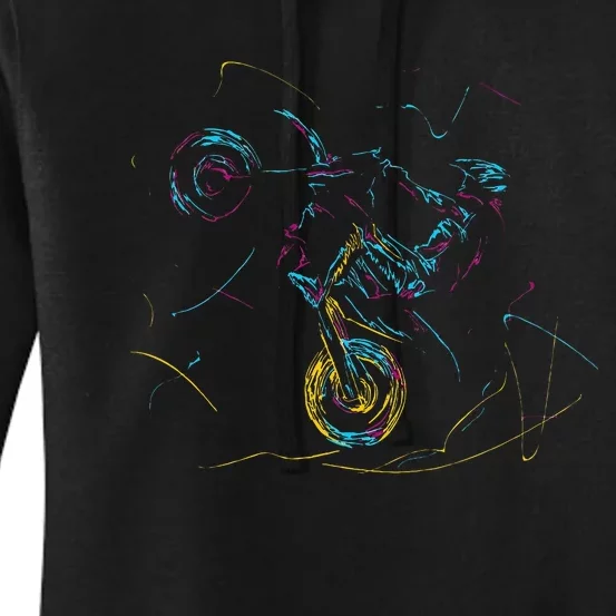 Wheelie Motocross Supermoto Supermotard Enduro Abstract Women's Pullover Hoodie