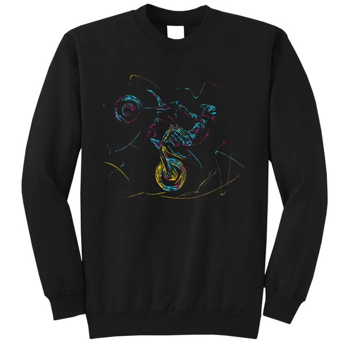 Wheelie Motocross Supermoto Supermotard Enduro Abstract Tall Sweatshirt