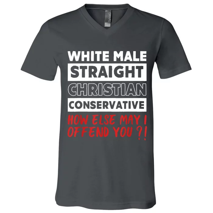 White Male Straight Christian Conservative Republicans V-Neck T-Shirt