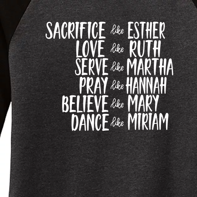 Womens Mens Sacrifice Like Esther Christian Bible Love Pray Women's Tri-Blend 3/4-Sleeve Raglan Shirt