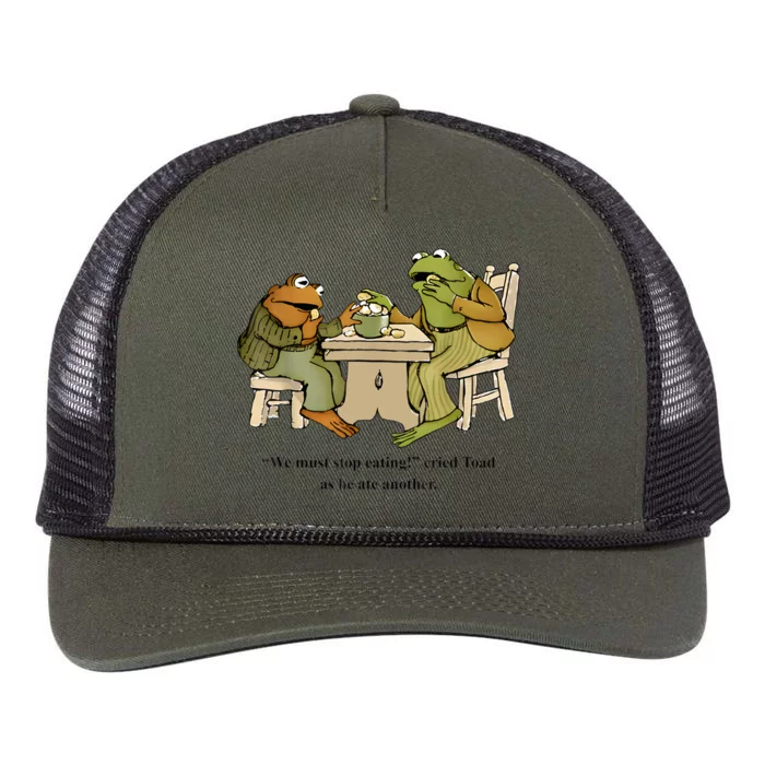 We Must Stop Eating Cried Toad As He Ate Another Frog Toad Retro Rope Trucker Hat Cap