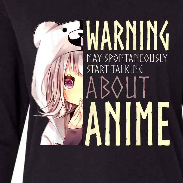 Warning May Spontaneously Start Talking About Anime Womens Cotton Relaxed Long Sleeve T-Shirt