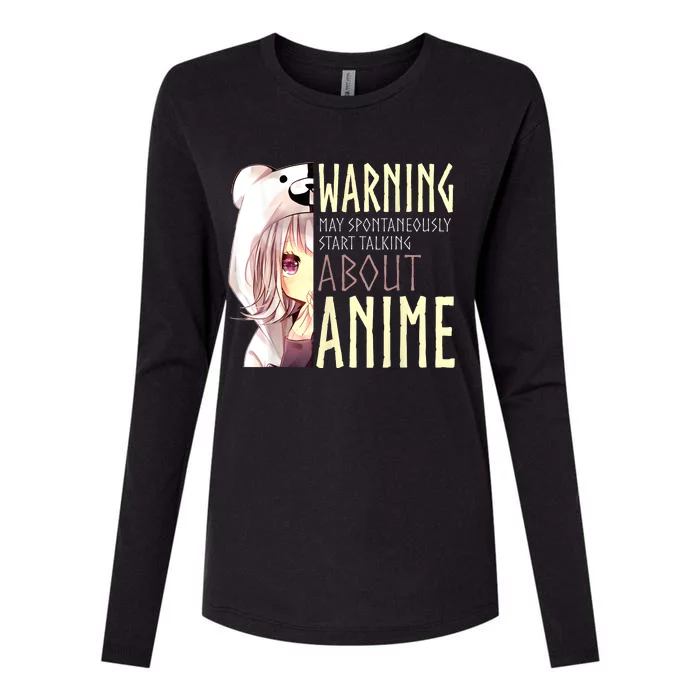 Warning May Spontaneously Start Talking About Anime Womens Cotton Relaxed Long Sleeve T-Shirt