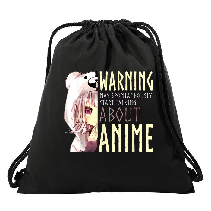 Warning May Spontaneously Start Talking About Anime Drawstring Bag