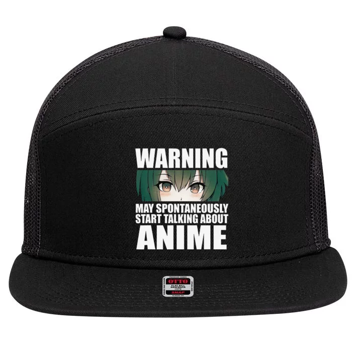 Warning May Spontaneously Start Talking About Anime 7 Panel Mesh Trucker Snapback Hat